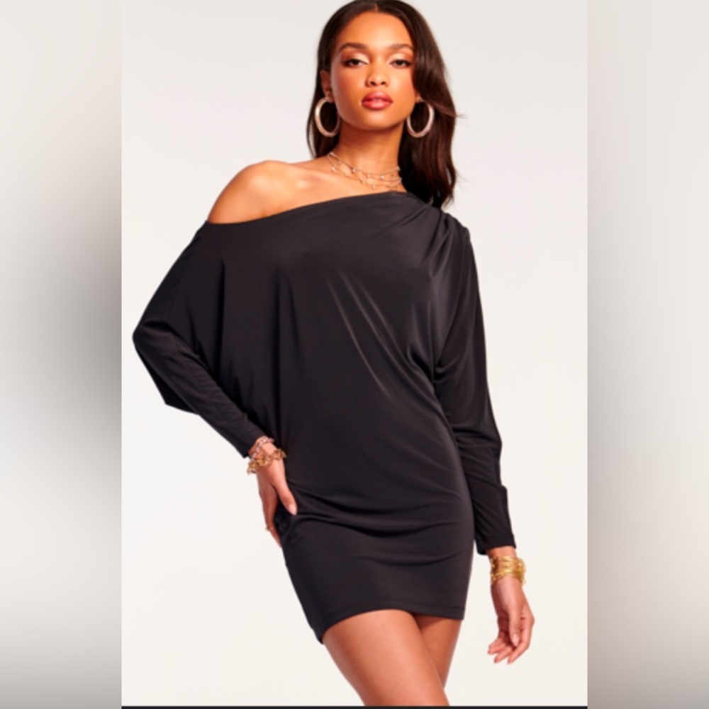 Ramy Brook Martha Dress-  Black Off-Shoulder Dress org $385 size XS
